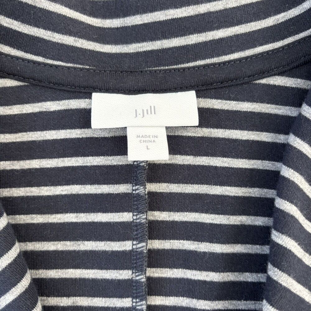 J. Jill Women Blazer Jacket Striped Knit Sz L Cotton Blend Stretch Casual Office - Picture 4 of 12